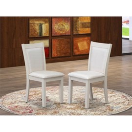East West Furniture MZC0T01 Monza Parson Dining Chairs - Cream Linen Fabric Upholstered Chairs, Set of 2, Wirebrushed Linen White