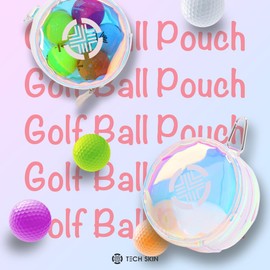 TECH SKIN Pure Hologram Golf Ball Pouch, Ball Holder, Round Pouch, Stylish, Golf Accessories, Golf Accessories, Multicolor, Casual