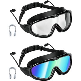 PADONISE Adult Swim Goggles 2 Pack-Anti Fog Swimming Goggles for Men Women | Goggles with Polarized & Clear Lenses, Wide View Leak Proof Pool Goggles with