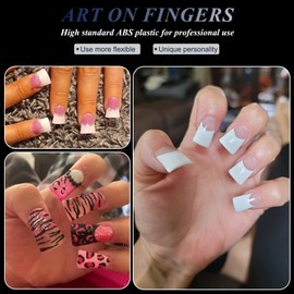 Moxluck Duck Nail Tips,Clear Curved False Nail Tips 140Pcs Duck Acrylic Nails, Wide Short French Fake Nails For Extensions Home DIY Nail Tips Art