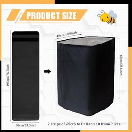 Winter Bee Hive Wrap for 8 and 10 Frame Hives 3 Layer 600D Oxford Cloth Cozy Beehive Protection Cover Waterproof Windproof Wrap (Black, 76" x 23.6")