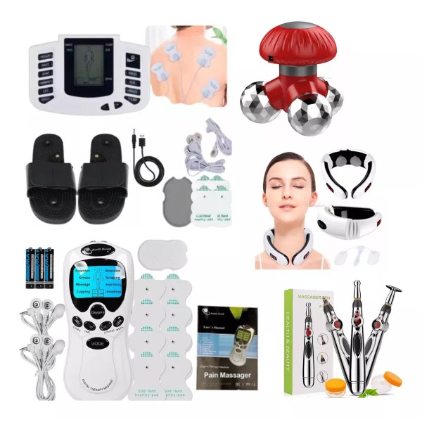 Health and Beauty Kit Electroestimulador Tens Sandalias Cuello Cervical+pluma