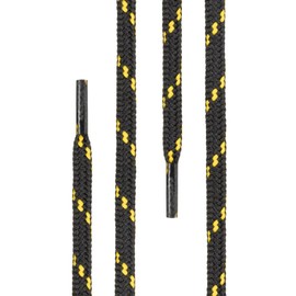 Di Ficchiano 1 or 2 Pairs of Round Shoelaces, 4.5 mm Diameter, for Work Shoes, Trekking Shoes, Boots, Shoelaces, Very Tear-Resistant, 70 cm - 220 cm Length, Polyester I Shoe Laces, black/yellow