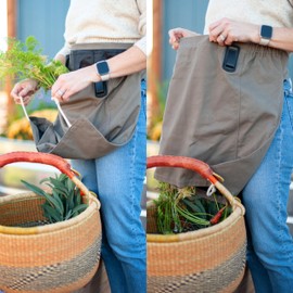 The Roo Gardening Apron with Pockets & Harvesting Pouch – Garden Clothes and Tools for Men and Women, Adjustable, Canvas, Water-Resistant, Washable, Ergonomic and Durable