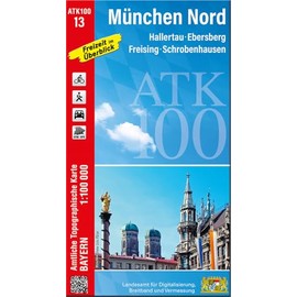 ATK100-13 München Nord (Amtliche Topographische Karte 1:100000): Hallertau, Ebersberg, Freising, Schrobenhausen (ATK100 Amtliche Topographische Karte 1:100000 Bayern)