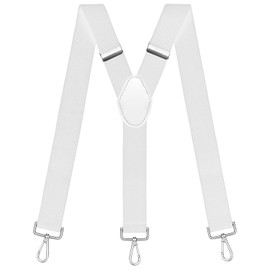 Sencillo Men's Braces with Carabiner Y-Shape, White