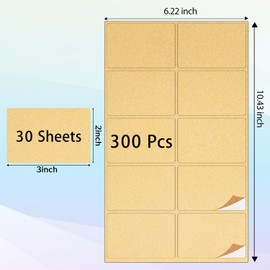 YEGAWEN 2x3 Inch Colored Labels Stickers Rectangular Moving Labels Large Color Coding Labels - 300 Pack/Kraft Paper