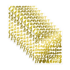 Uniclife 10 Sheets Letter Stickers, 840 Pcs Scrapbook Stickers, 1 Inch Vinyl Number Alphabet Sticker, Self-Adhesive Stick on Letters for Mailbox Bottles Crafts Posters Decor, Gold