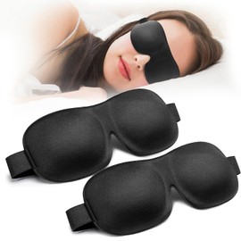 Mumoo Bear Sleep Mask for Side Sleeper 2 Pack, Blackout 3D Eye Mask for Sleeping, Night Blindfold for Men Women