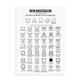 Nastami Poster, Laundry Symbols, Laundry Room Poster with Washing Instructions, Housewarming Gift (DIN A4)
