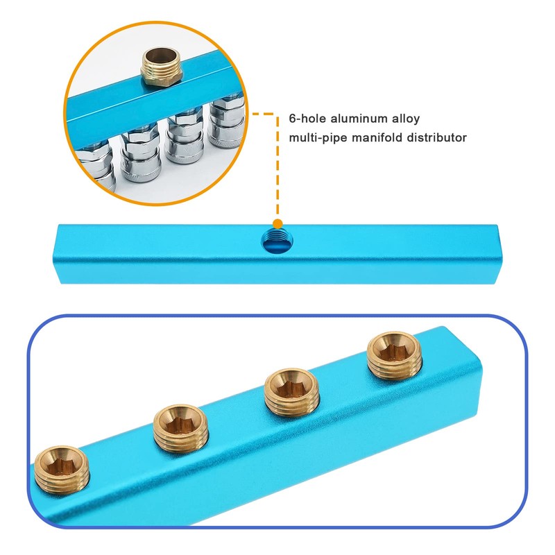 Create idea Distribution Block Distributor 1/4 Inch BSP Thread 6