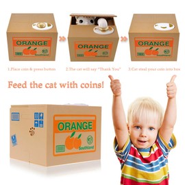 LuiceABC Money Coin Box, Cat Stealing Money Coin Penny Bank and Saving Coin Penny Box Bank for Kids and Children(Monkey)