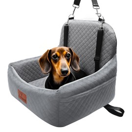 VERGODPRO Car Dog Seat,Pet Booster Carseats for Dogs up to 25lbs,Safe and Comfy Puppy Travel Car Bed with Storage Pockets and 2 Safety Belt,Ultra Soft Fabric, Easy to Install,Fully Removable Washable.