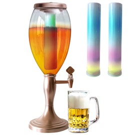 5L/169oz Mimosa Drink Tower with 2 Detachable Ice Tube and LED Light, Margarita Beverage Dispenser for Party Gameday Bars, Keep Fresh & Cold,Easy to Clean (Rose Gold Finish)