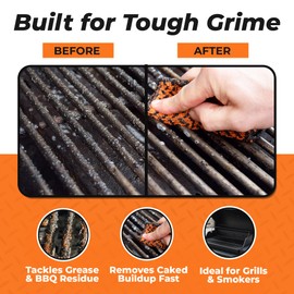 Q-Swiper Scrub-Clean Reusable Grill Cleaning Cloth - 2 Pack | Large Non-Scratch Cloth with Micro-Coated Fibers | Heavy-Duty for BBQ | Cleaner for Pots, Cast Iron Skillets, Grill Basket & Accessories