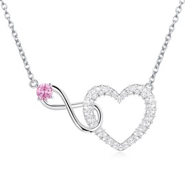 LEXLUNE Infinity Heart Necklace for Women, Sterling S925 Silver October Birthstone Tourmaline, Necklace for Birthday Gift For Wife, Love Heart Necklace For Her