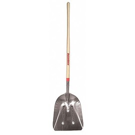 Scoop Shovel, Long, Wood, Aluminum, 18 in.