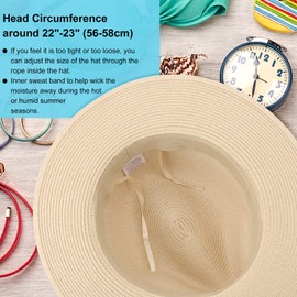 DRESHOW Women Wide Brim Straw Panama Roll up Hat Fedora Beach Sun Hat UPF 50+