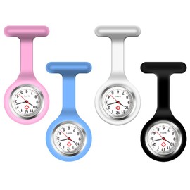 AGEN KGEN 4 Pack Nurse Watches for Women, Watch with Second Hand for Nurses,Watch for Nurses,Fob Watches for Nurses, Nurse Watch Clip on (Pure Color)