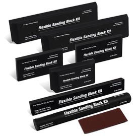 Ssumght Sanding Blocks Kit,7PCS Flexible EVA Foam for Wet or Dry Autobody, Automotive Car Bodywork Paint, and Woodworking, Includes Sandpaper (Black)