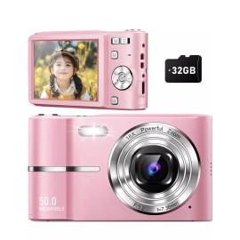 qumcon Upgrade Digital Camera, Autofocus 50MP FHD 1080P Camera for Kids with 16x Zoom