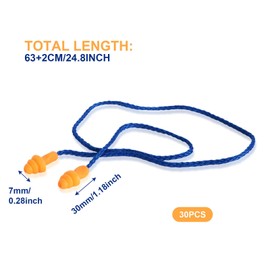 FUIPVGI 30 Paar Ohrstöpsel mit Kabel, wiederverwendbare Silikon-Ohrstöpsel, Schlafgeräuschunterdrückung, zur Geräuschunterdrückung und Gehörschutz (Orange)