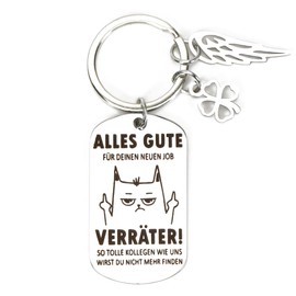 MorLuks Farewell Gift Colleague, Key Fob Farewell, Gift Farewell Colleague, Keyring Lucky Charm for Colleagues, Job Change, Retirement, New Job Courage, silver