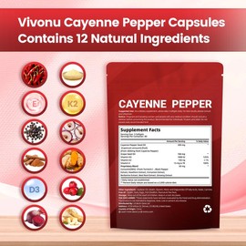 Cayenne Pepper Softgels Supplement, Supports Leg Vein, Heart and Blood Vessel Health, with Vitamin E D3+K2 and Extracts of Grape Seed, Hawthorn, Beetroot and Others (240 Softge /1 Bag):_Pack of 1