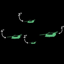 Chinook Military Helicopter Silhouette Glow in The Dark Sticker Decal for Phone Tablet Laptop Car Truck Window | 4" Sticker | Orange