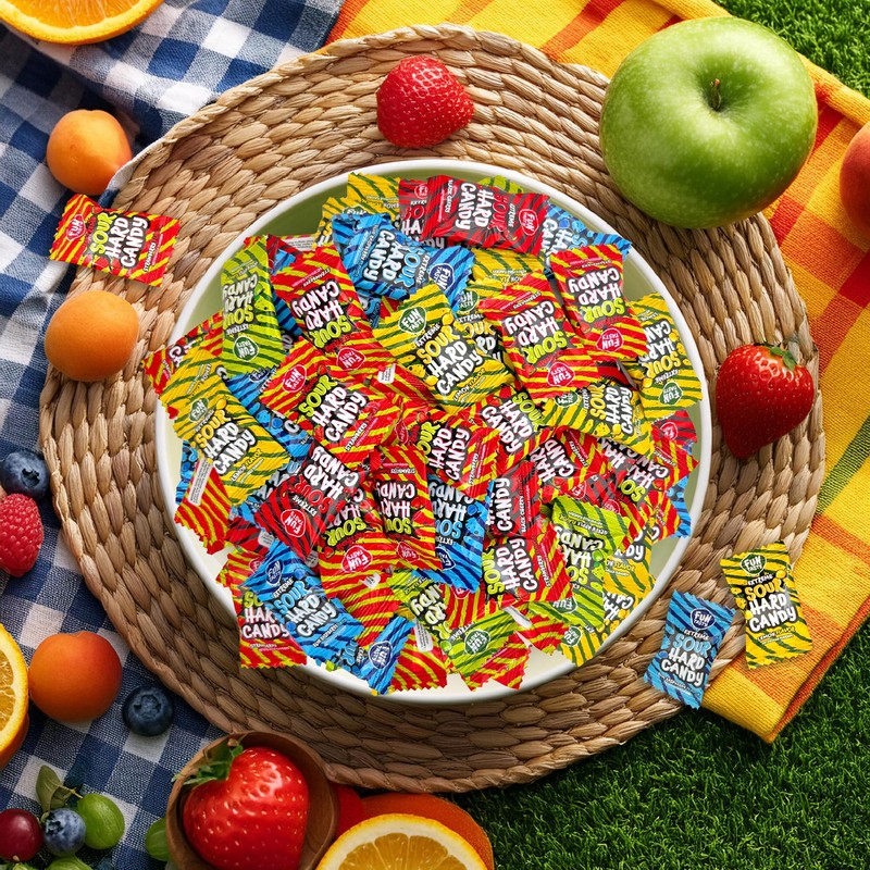Funtasty Extreme Sour Hard Candy Mix - Strawberry, Blue Raspberry,
