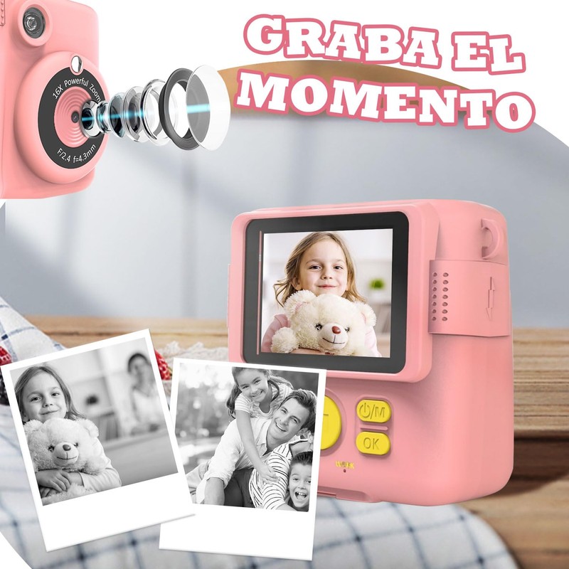 AWCBBT Cámara Instantánea para Niños de 1080P,Camara Fotografica Instanea,Camara Infantiles