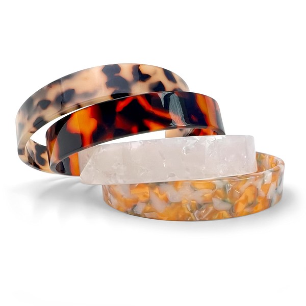 Viva Joya 4pcs Bangle Bracelets for Women, Resin Bracelet Set,