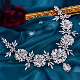 ULAPAN Rhinestone Wedding Headband for Bride Headpiece Hair Accessories for Women Flower Girls (Silver)