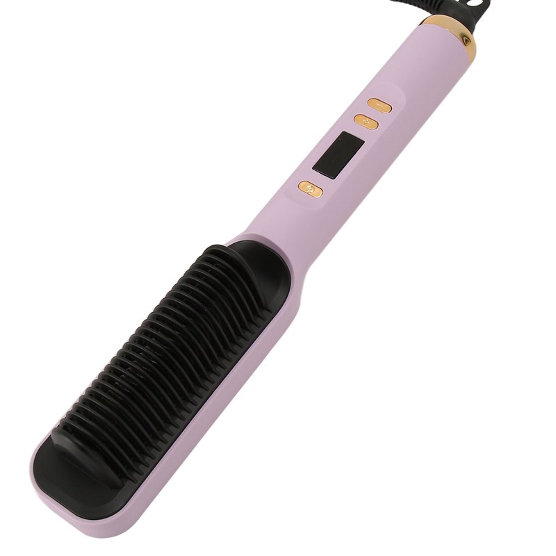 Negative Ion Hair Straightener Brush LCD Display Dual Use Heated