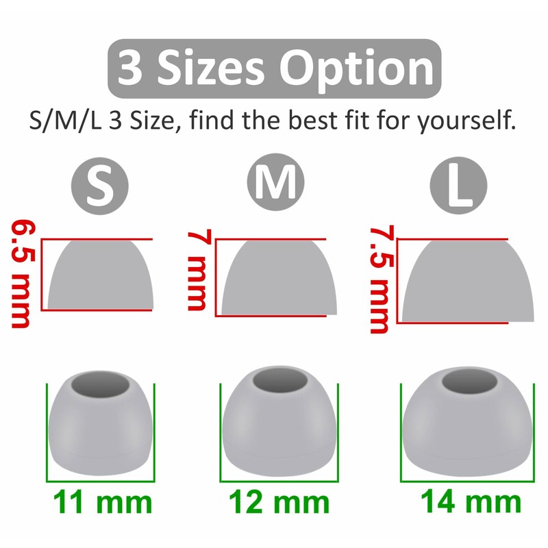6 Pairs Replacement Silicone Ear Tips Compatible with Beats Studio