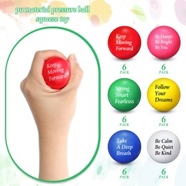 36 Pcs Motivational Stress Balls Quotes Inspirational Funny Colorful Foam Balls Hand Exercise Stress Relief Gifts for Office Small Anxiety Balls for Relief Motivating Supply (Round, Bright Colors)
