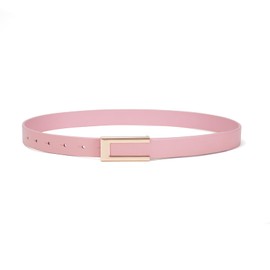 YooAi Womens Leather Belt Skinny Waist Belt for Dresses Jeans Pants with Gold Buckle Pink 108