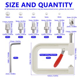 Pearl Setting Machine Hand Press Tools with 5 Size of Round White Pearl Beads Rivet Studs for Decorating Clothes, Dresses, Bag, Hair Band or DIY Crafts