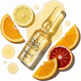 Vitamin C Booster FACES OF FEY – 7 x 1.3 ml Ampoules with 20% Vitamin C & Hyaluronic – Derma Roller & Microneedling Serum for Face – for Even Complexion & Glow, Travel Size to Get to Know Us, Vegan