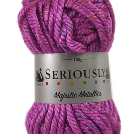 Cygnet Seriously Chunky Majestic Metallics Acrylic Knitting Yarn 100g (Purple Sequin 8260)