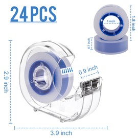JEFURE 24 Pcs Transparent Tape with Dispenser, 0.7 x 1000 in Blue Core Clear Tape Rolls Bulk, Office Tape Refills for Desk, Craft, and Gift Wrapping