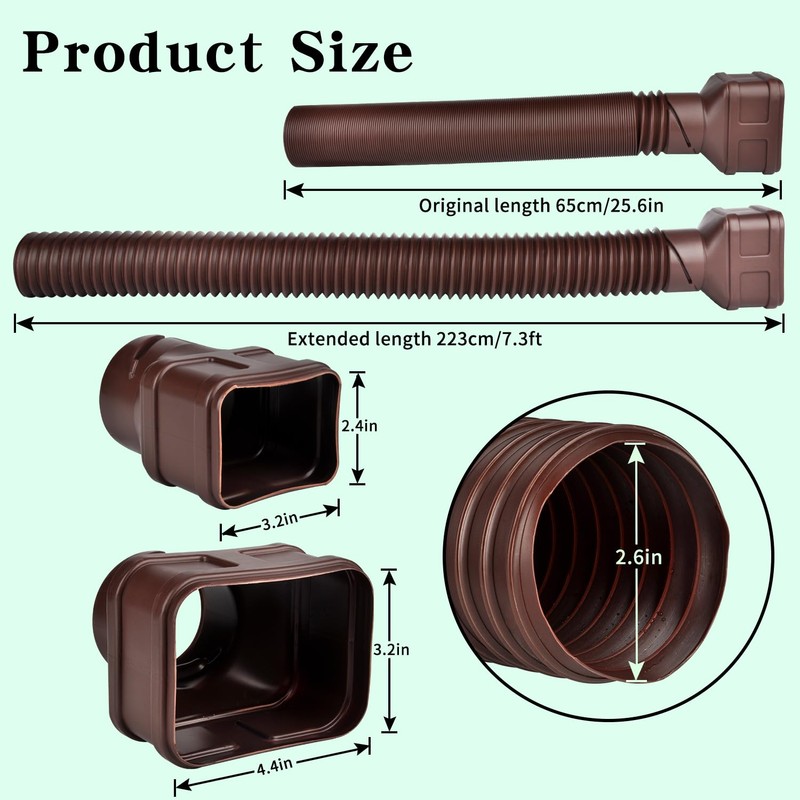 7ft Long Gutter Downspout Extensions, Outer diameter 3" Gutter Extensions