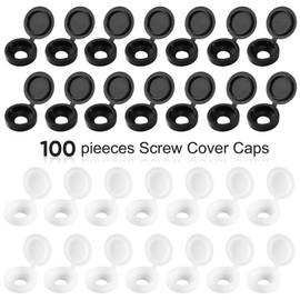 Pack of 100 Cover Caps for Screws Plastic Folding Cover Caps Screwing Folding Screws Cover Caps Washer Flip Tops Black/White