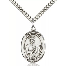 bliss St Saint Jude Thaddeus Sterling Silver Mens Medal Pendant Necklace With Chain