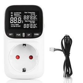 Thermostat Digital Temperature Controller VA Display Plug in Thermostat Socket Frost Guard Greenhouse for Greenhouse, Terrarium, Fridge Incubator Terrarium 230 V, LCD Screen
