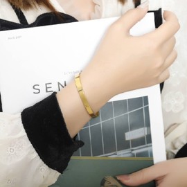 MILAKOO Gifts for Mom from Daughter/Son Gold Stainless Steel Bracelet Open Cuff Bangle for Women