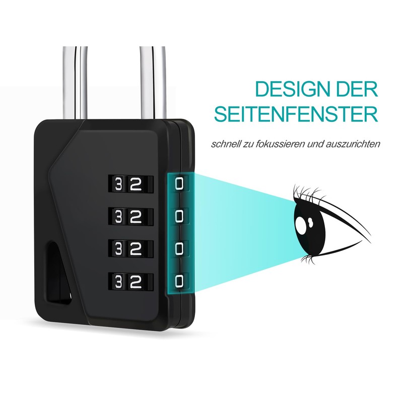 ZHEGE Padlock with Combination Code, 4-Digit Combination Lock with Name
