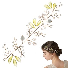 FAIRYGATE Hair Accessories Headband Bridal Wedding Hair Vine with Leaves Headpiece for Bride Headband for Women and Girls Gold 4806
