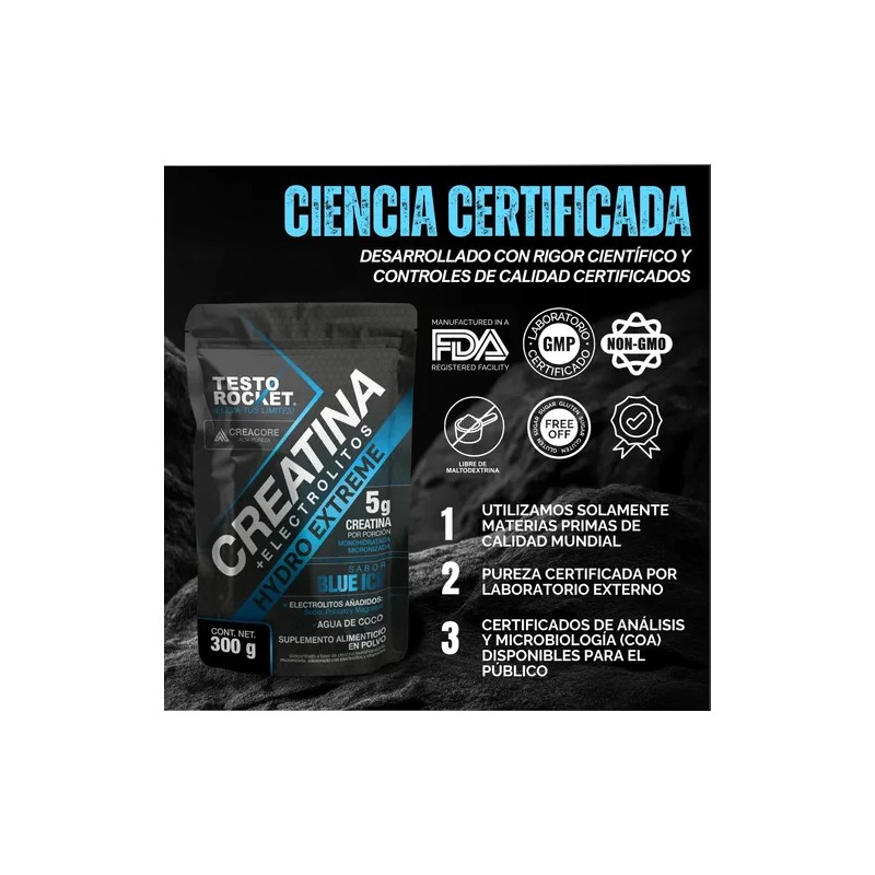 Creatina Monohidratada Electrolitos 100 Alta Pureza Micronizada Hidratacion Rendimiento Muscular