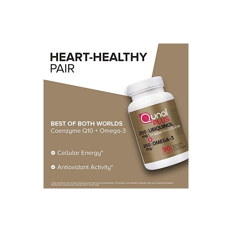 Qunol Plus Ubiquinol Coq10 200mg with Omega 3 250mg Extra